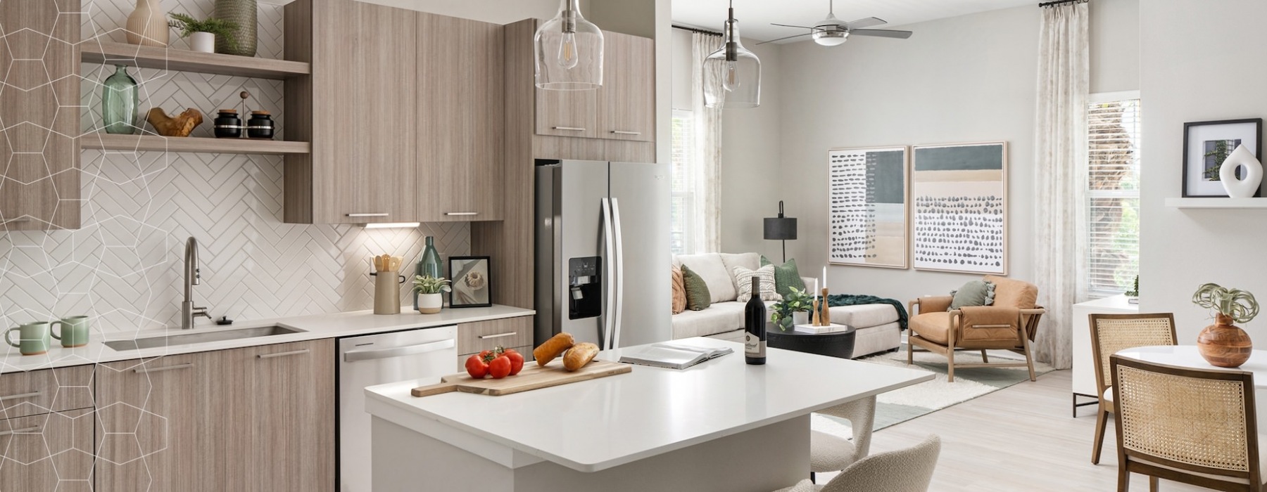 Apartment kitchen with modern finishes at Aventon Lana